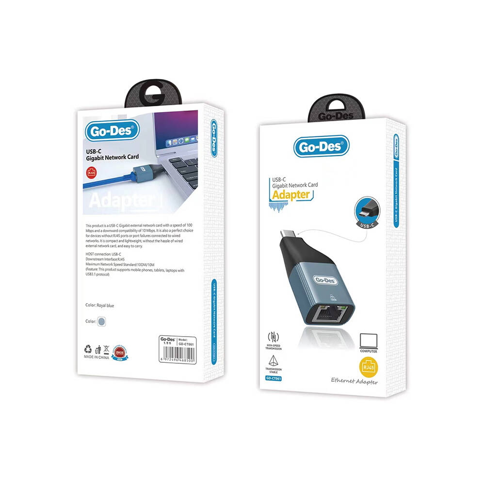 Go Des GD-CT061 RJ45 to Type-C Ethernet Dönüştürücü OTG 100Mbps - 3