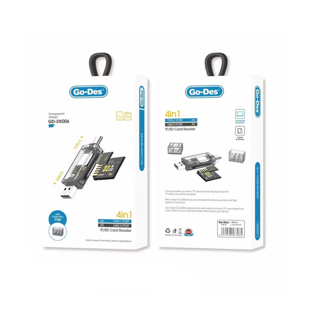 Go Des GD-DK006 Type-C & USB-A Çıkışlı 4 in 1 OTG Hafıza Kart Okuyucu - 3