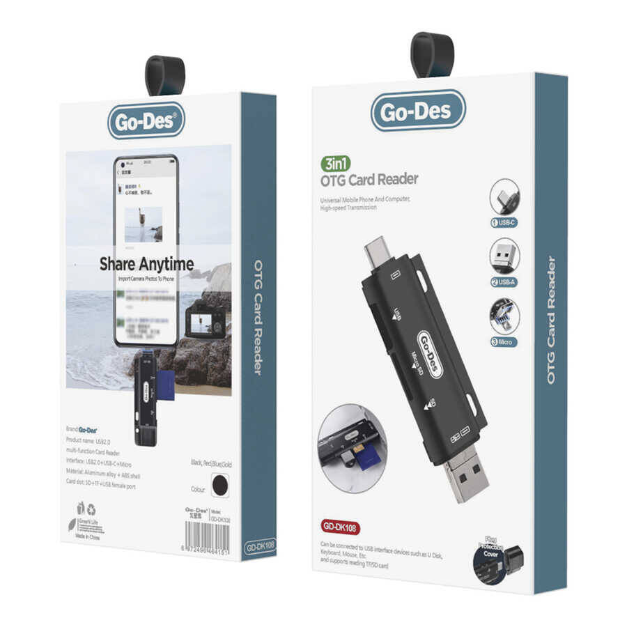 Go Des GD-DK108 3 in 1 OTG Hafıza Kart Okuyucu - 4
