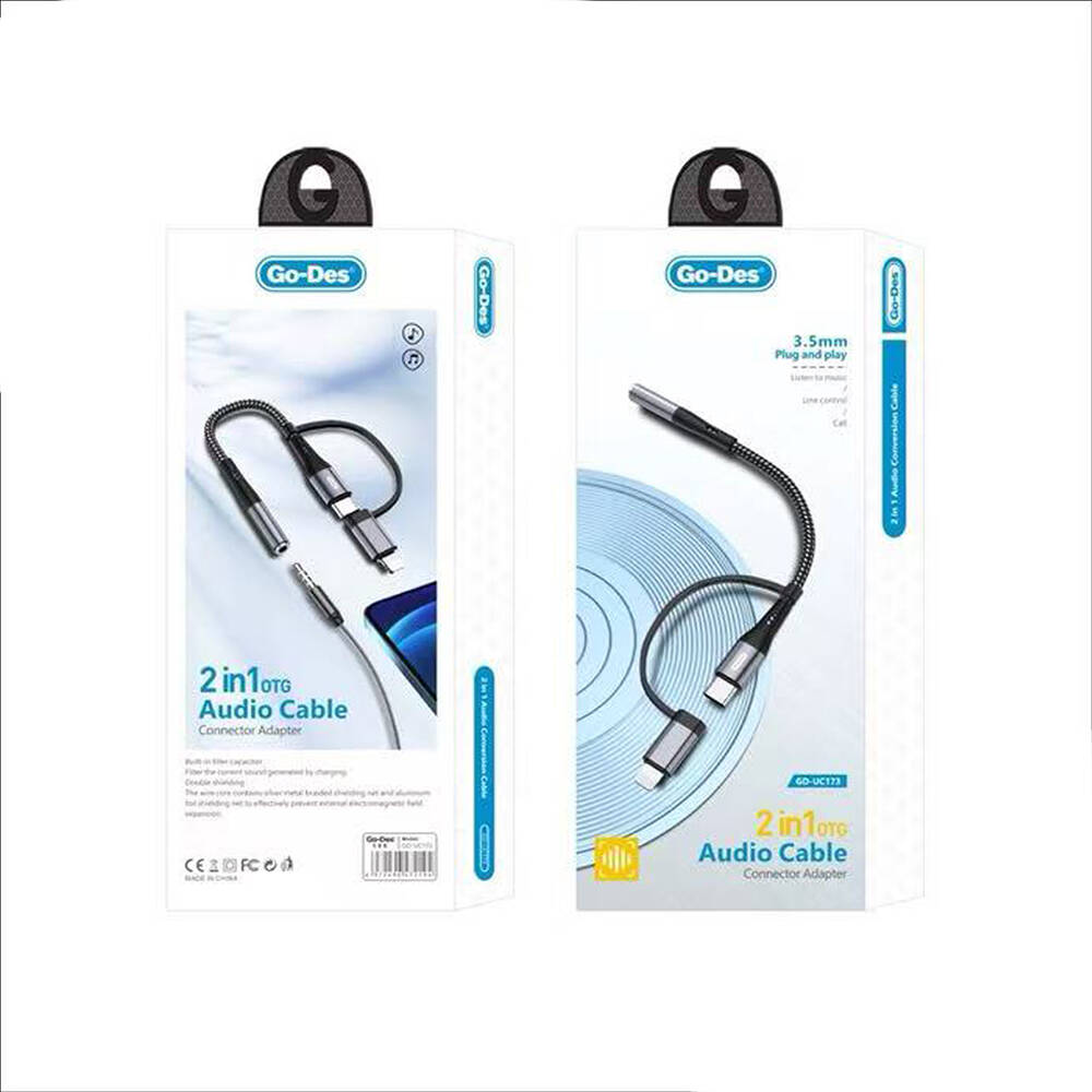 Go-Des GD-UC173 3.5mm Jack Girişli Type-C ve Lightning 2in1 Ses Kablosu - 4