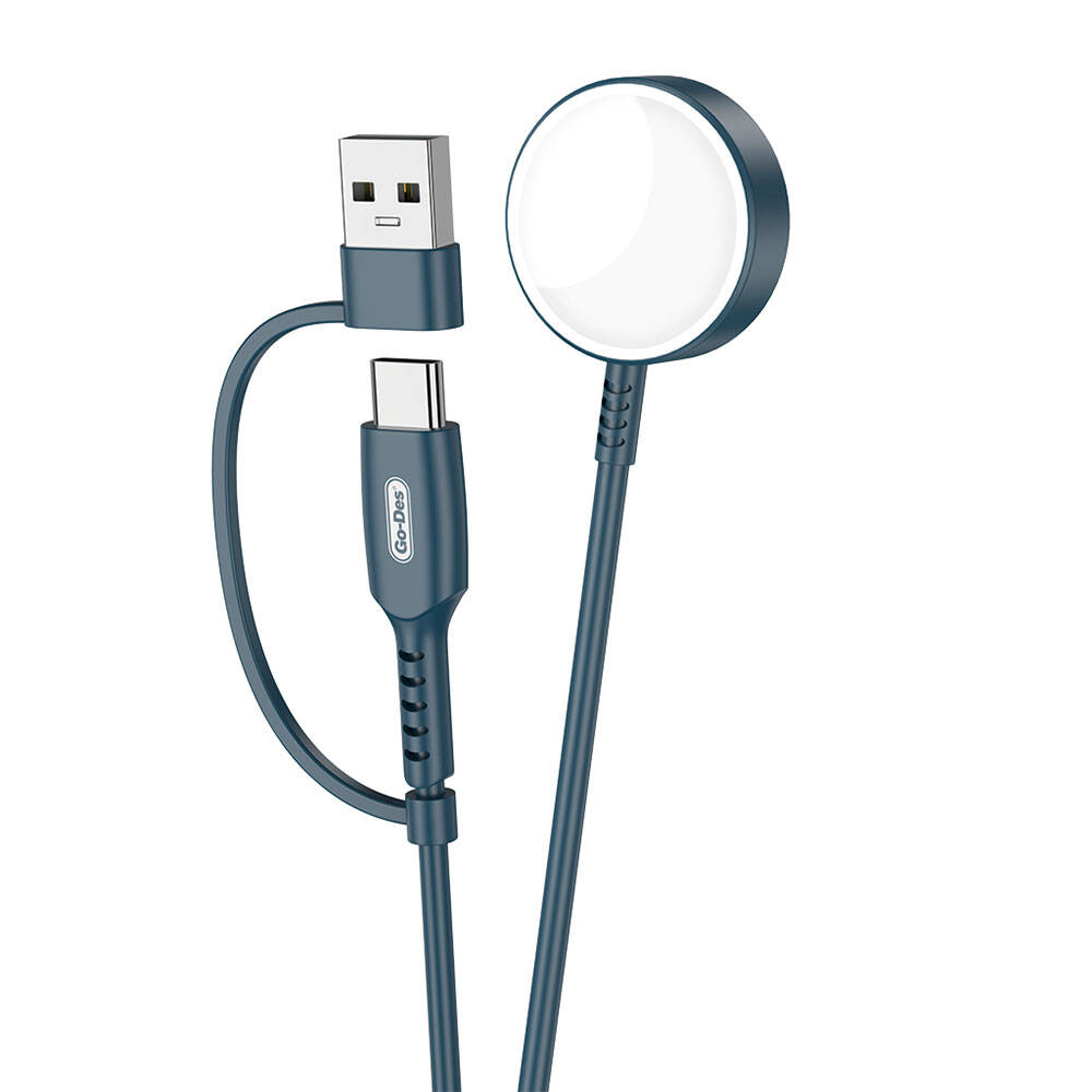 Go Des GD-UC608 Apple Watch Serisi Akıllı Saat Wireless 2 in 1 PD - Usb Hızlı Şarj Kablosu - 2