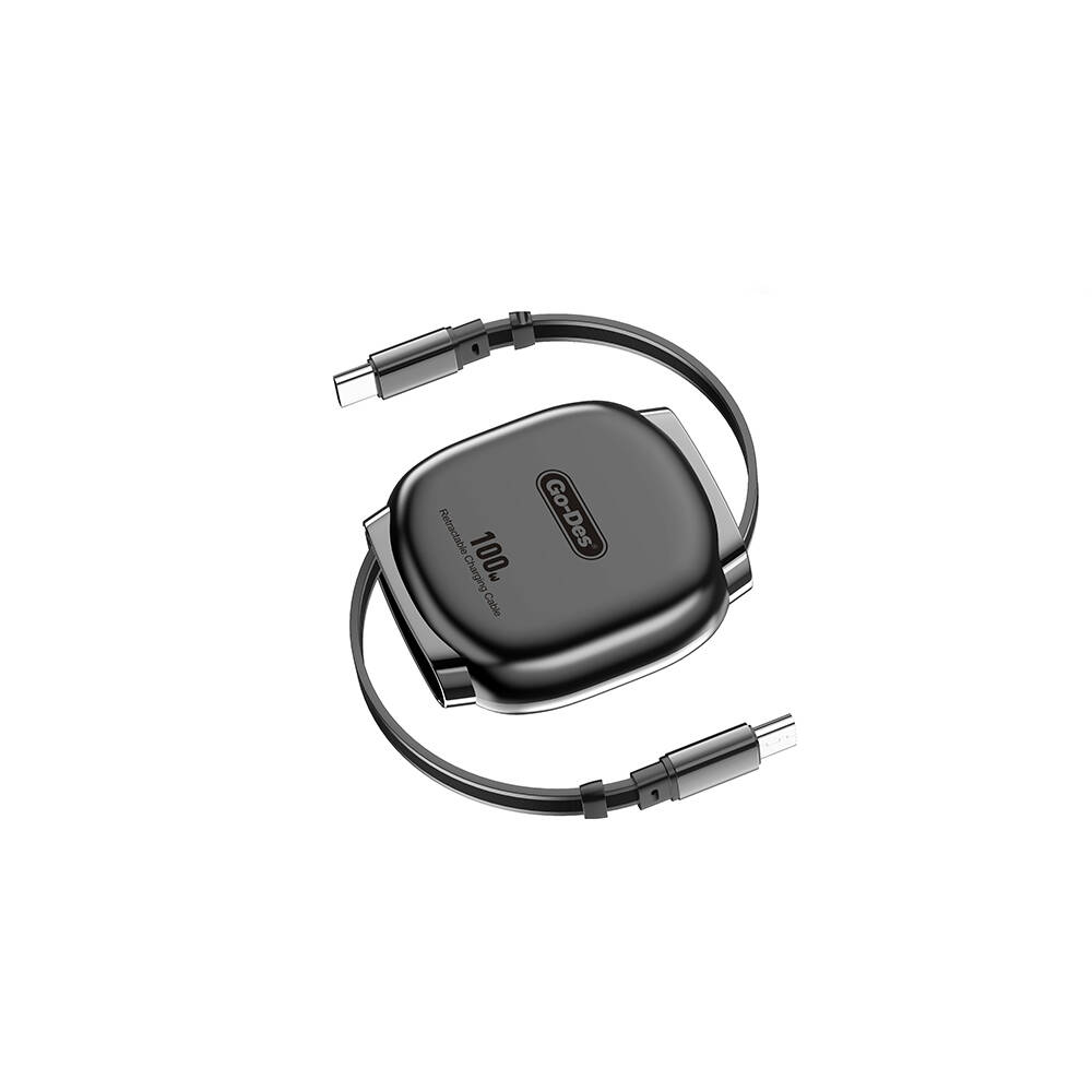 Go-Des GD-UC682 Type-C to Type-C Makaralı Data ve Şarj Kablosu 100W - 1