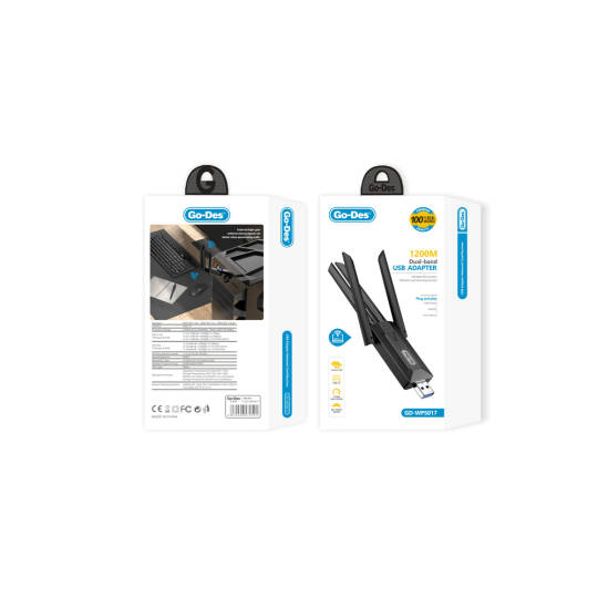 Go-Des GD-WPS017 Wi-Fi USB Adaptörü 1200Mbps - 8