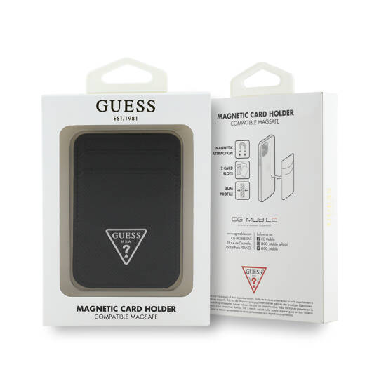 Guess Orjinal Lisanslı 2 Hazneli Üçgen Logolu Deri Magnetik Kartlık - 8