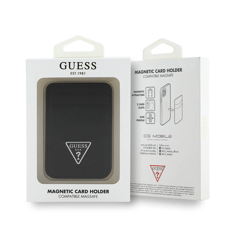 Guess Orjinal Lisanslı 2 Hazneli Üçgen Logolu Deri Magnetik Kartlık - 8