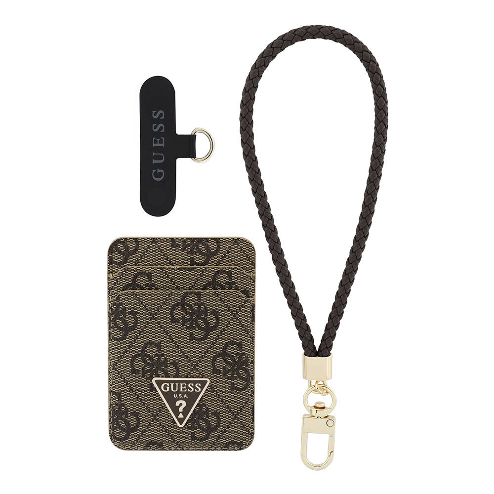 Guess Orjinal Lisanslı 2in1 Bilek Askı İpli 4G Desenli Metal Üçgen Logolu Magnetik Kartlık - 13