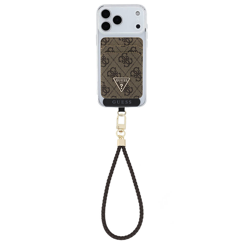 Guess Orjinal Lisanslı 2in1 Bilek Askı İpli 4G Desenli Metal Üçgen Logolu Magnetik Kartlık - 14