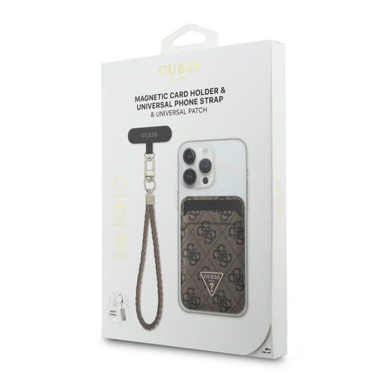 Guess Orjinal Lisanslı 2in1 Bilek Askı İpli 4G Desenli Metal Üçgen Logolu Magnetik Kartlık - 18
