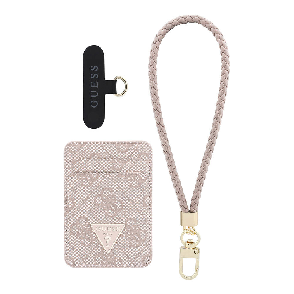Guess Orjinal Lisanslı 2in1 Bilek Askı İpli 4G Desenli Metal Üçgen Logolu Magnetik Kartlık - 7
