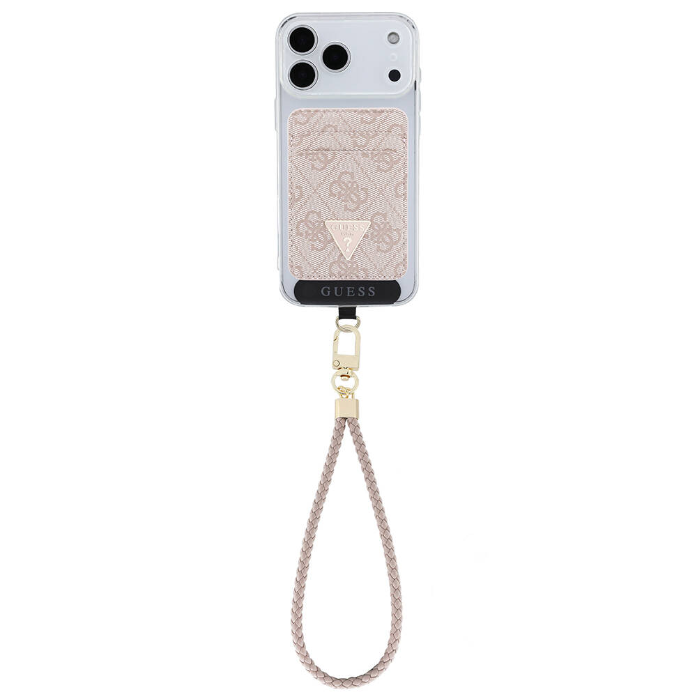 Guess Orjinal Lisanslı 2in1 Bilek Askı İpli 4G Desenli Metal Üçgen Logolu Magnetik Kartlık - 8