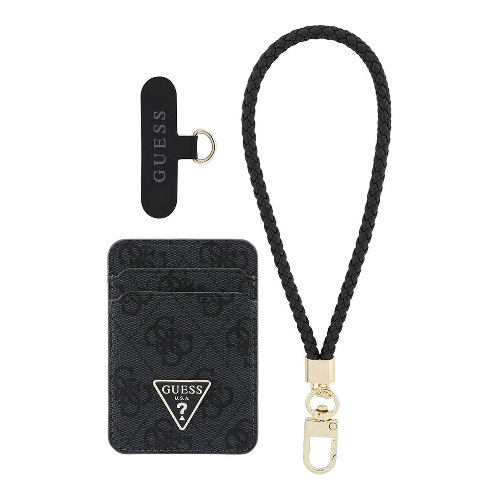 Guess Orjinal Lisanslı 2in1 Bilek Askı İpli 4G Desenli Metal Üçgen Logolu Magnetik Kartlık - 1