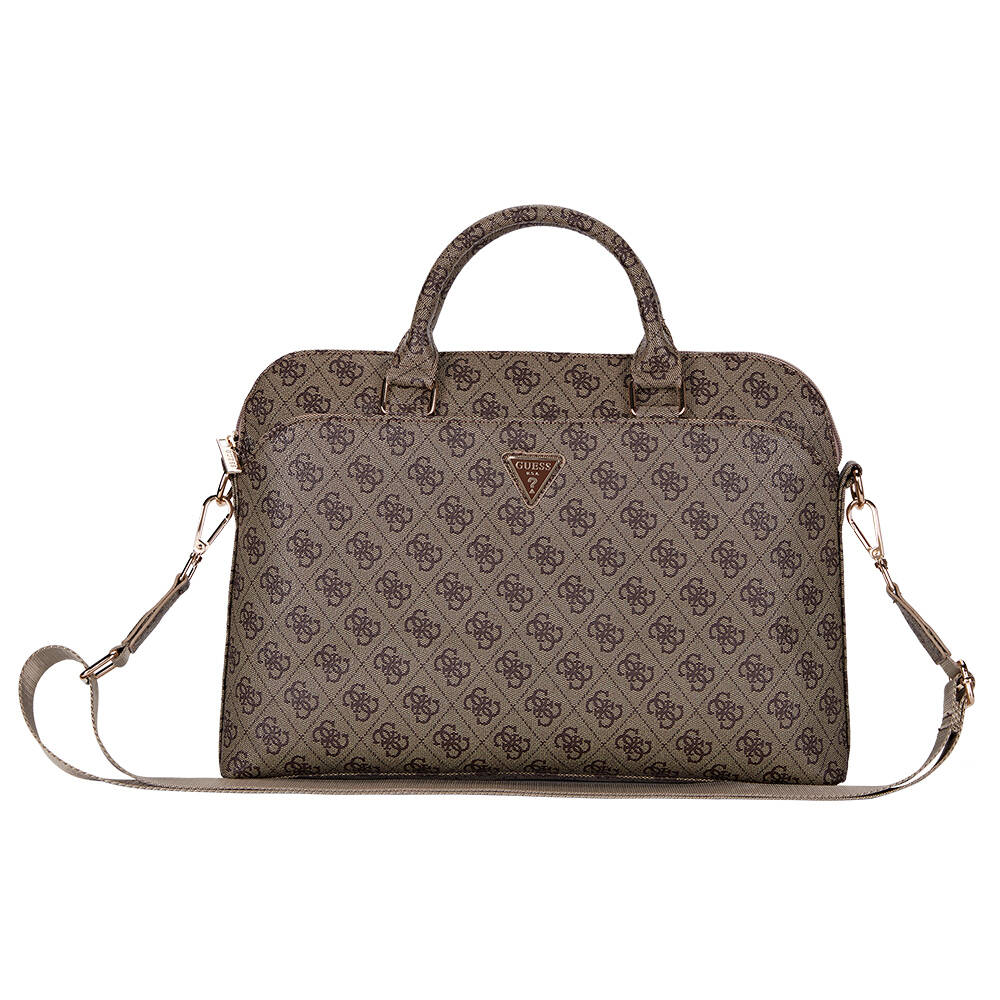 Guess Orjinal Lisanslı 4G Desenli Üçgen Logolu Omuz Askılı 15 inç Laptop Çantası - 3