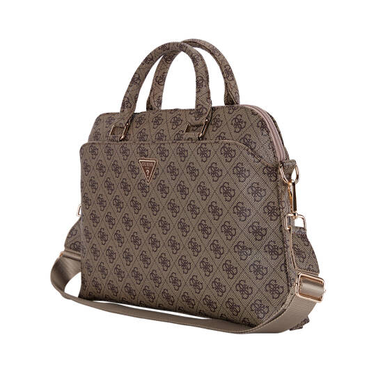 Guess Orjinal Lisanslı 4G Desenli Üçgen Logolu Omuz Askılı 15 inç Laptop Çantası - 4