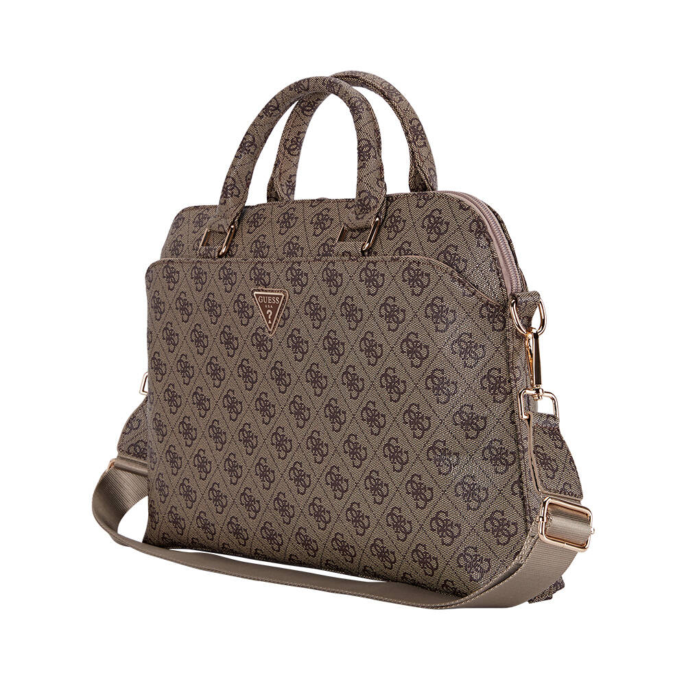 Guess Orjinal Lisanslı 4G Desenli Üçgen Logolu Omuz Askılı 15 inç Laptop Çantası - 4