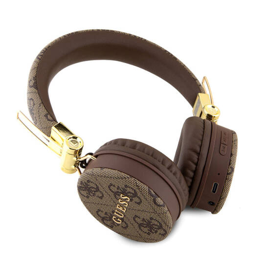 Guess Orjinal Lisanslı 4G Metal Logo PU Deri Ayarlanabilir Kulak Üstü Bluetooth Kulaklık - 12