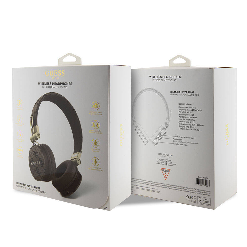 Guess Orjinal Lisanslı 4G Metal Logo PU Deri Ayarlanabilir Kulak Üstü Bluetooth Kulaklık - 14