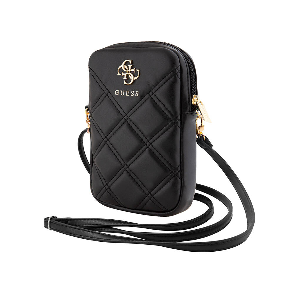 Guess Orjinal Lisanslı 4G Metal Logolu Kapitone Desenli Fermuarlı PU Deri Çapraz Askılı Vücut Çantası - 1