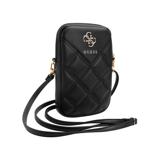 Guess Orjinal Lisanslı 4G Metal Logolu Kapitone Desenli Fermuarlı PU Deri Çapraz Askılı Vücut Çantası - 3