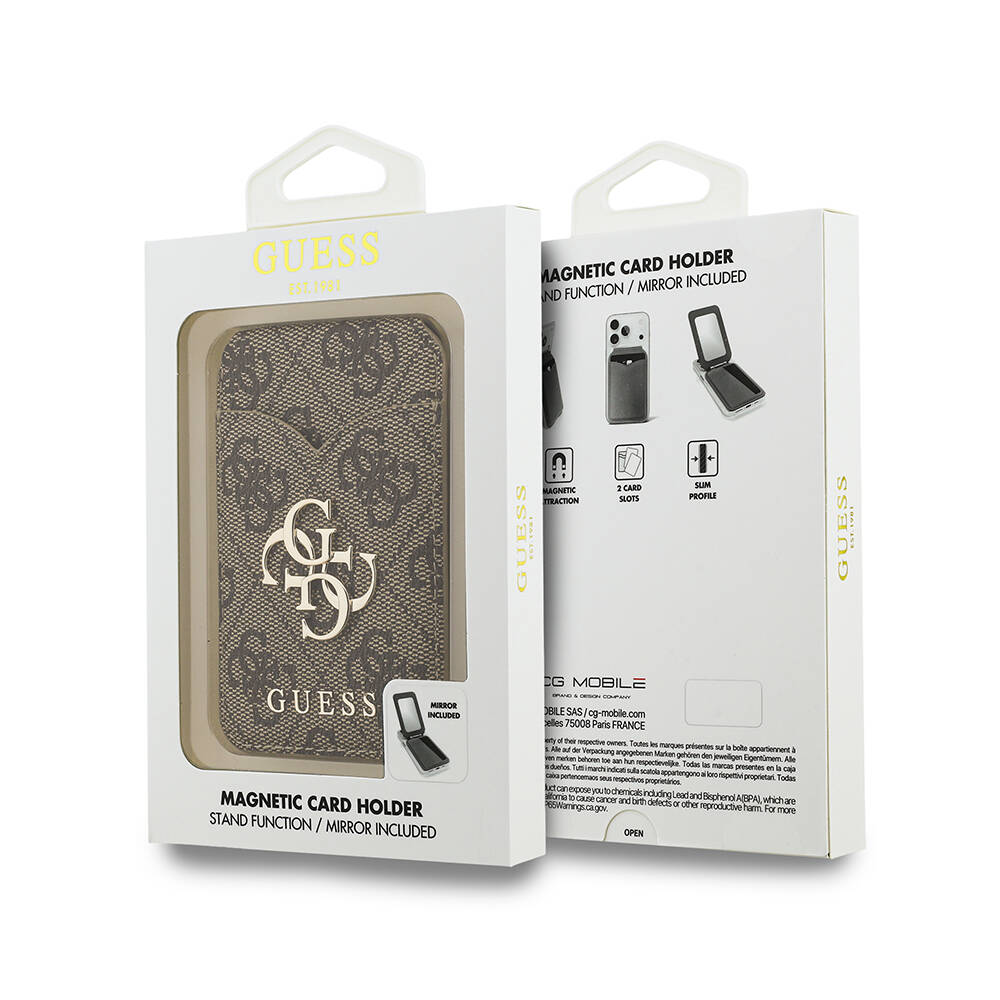 Guess Orjinal Lisanslı Aynalı Metal Büyük 4G Logolu Standlı Magnetik Kartlık - 7