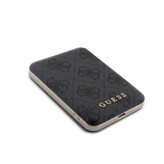 Guess Orjinal Lisanslı Dijital Led Göstergeli PU Deri 4G Desenli Metal Yazı Logolu Powerbank 5000mAh 15W - 7