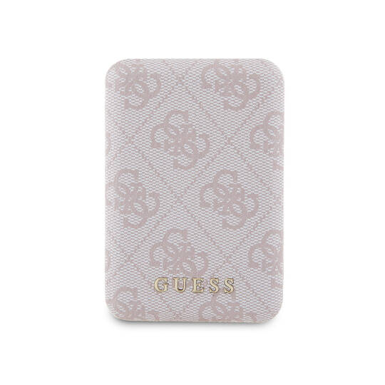 Guess Orjinal Lisanslı Dijital Led Göstergeli PU Deri 4G Desenli Metal Yazı Logolu Powerbank 5000mAh 15W