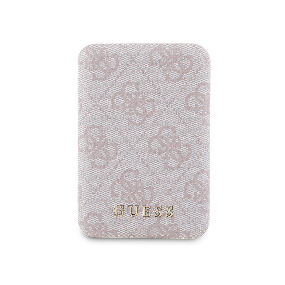 Guess Orjinal Lisanslı Dijital Led Göstergeli PU Deri 4G Desenli Metal Yazı Logolu Powerbank 5000mAh 15W - 1