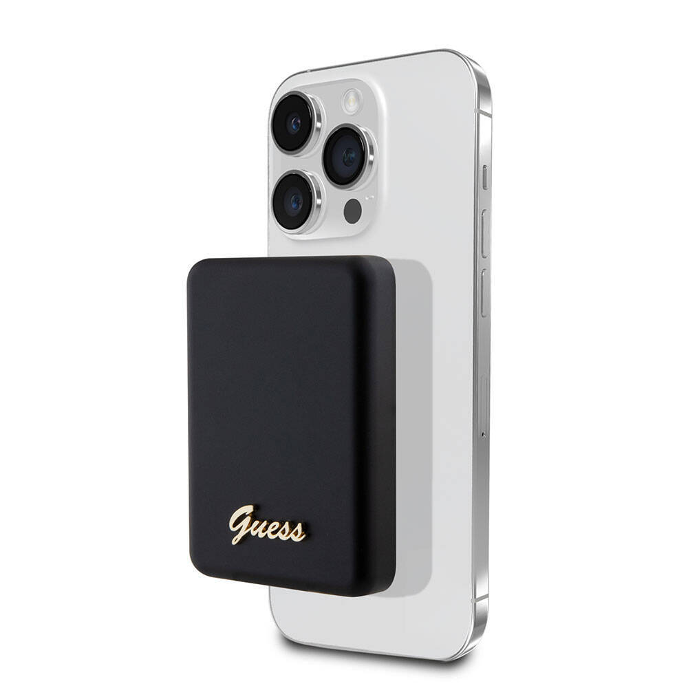 Guess Orjinal Lisanslı M-safe Şarj Özellikli Metal Yazı Logolu Powerbank 5000mAh 15W - 11