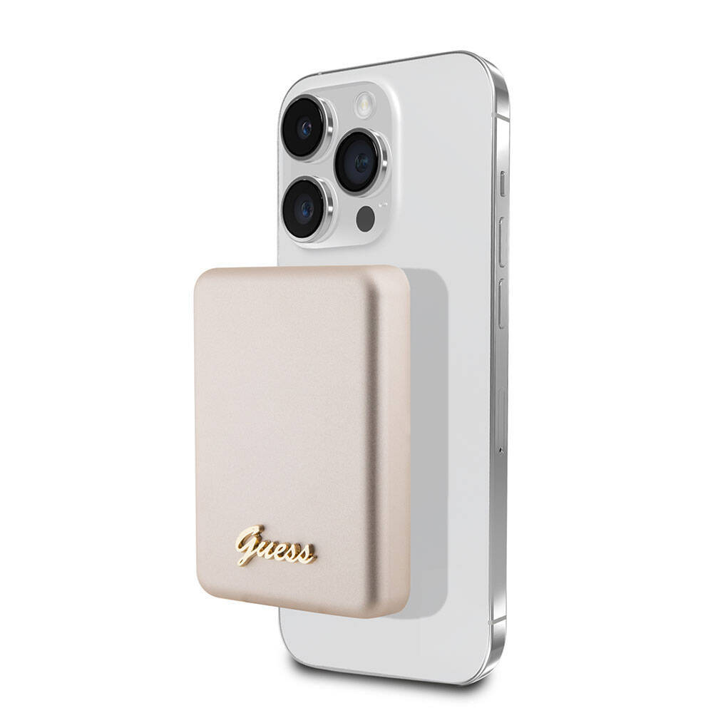 Guess Orjinal Lisanslı M-safe Şarj Özellikli Metal Yazı Logolu Powerbank 5000mAh 15W - 10