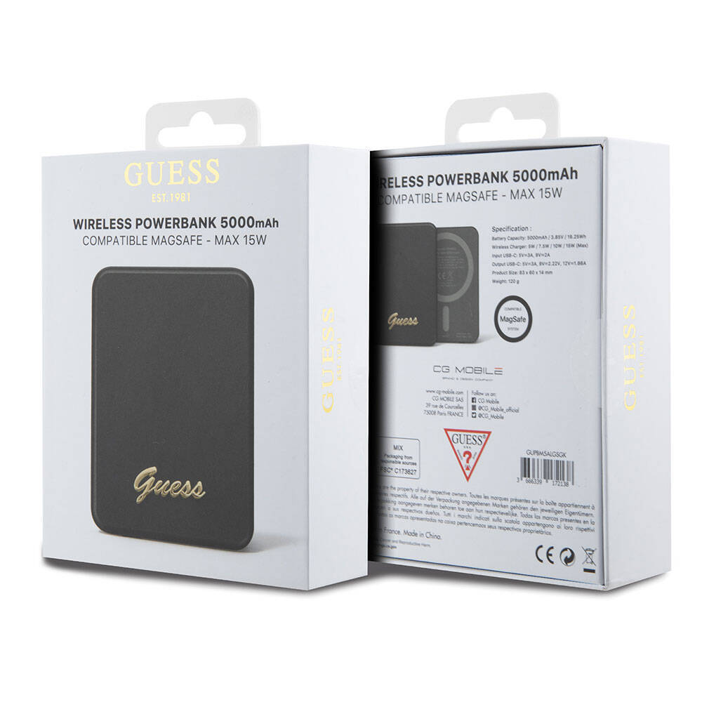 Guess Orjinal Lisanslı M-safe Şarj Özellikli Metal Yazı Logolu Powerbank 5000mAh 15W - 5