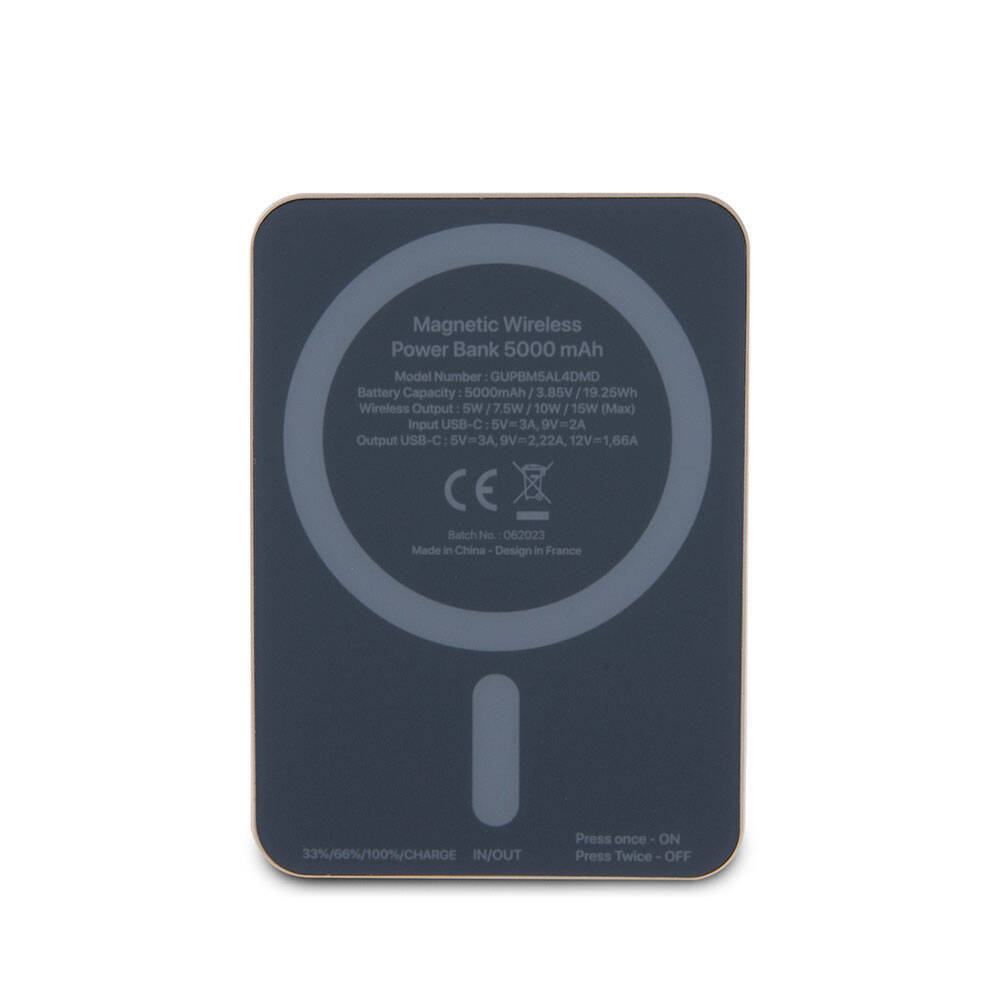 Guess Orjinal Lisanslı M-safe Şarj Özellikli Metal Yazı Logolu Powerbank 5000mAh 15W - 7