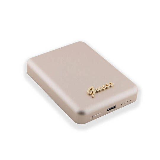 Guess Orjinal Lisanslı M-safe Şarj Özellikli Metal Yazı Logolu Powerbank 5000mAh 15W - 8
