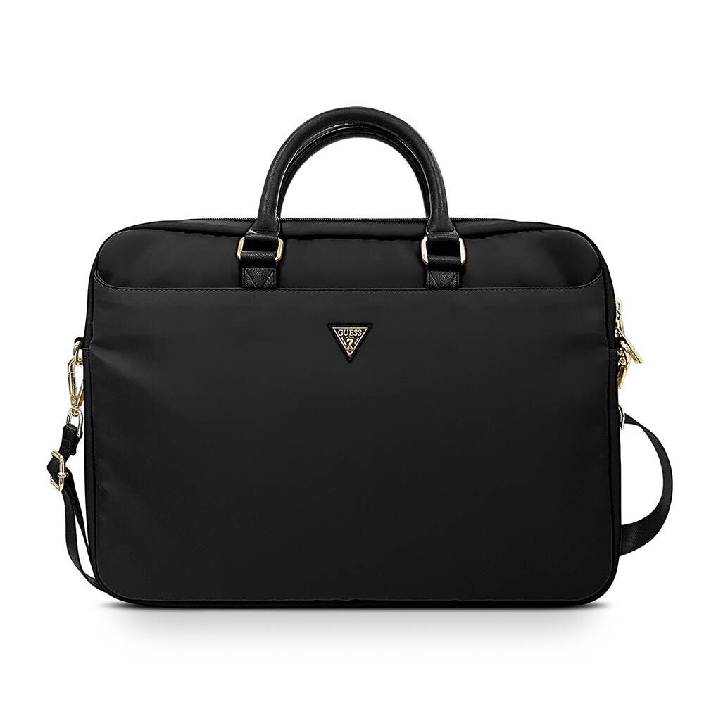 Guess Orjinal Lisanslı Naylon Kumaş Metal Üçgen Logolu Omuz Askılı 15-16 inç Laptop Çantası - 1