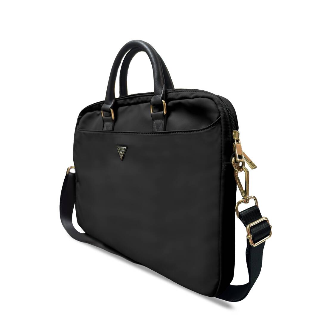 Guess Orjinal Lisanslı Naylon Kumaş Metal Üçgen Logolu Omuz Askılı 15-16 inç Laptop Çantası - 3