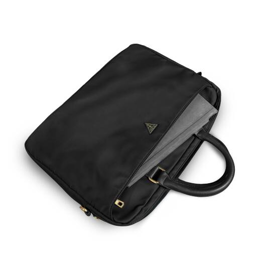 Guess Orjinal Lisanslı Naylon Kumaş Metal Üçgen Logolu Omuz Askılı 15-16 inç Laptop Çantası - 5