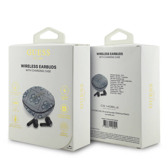 Guess Orjinal Lisanslı PU 4G Desenli Klasik Metal Yazı Logolu TWS Kulak İçi Bluetooth Kulaklık - 10