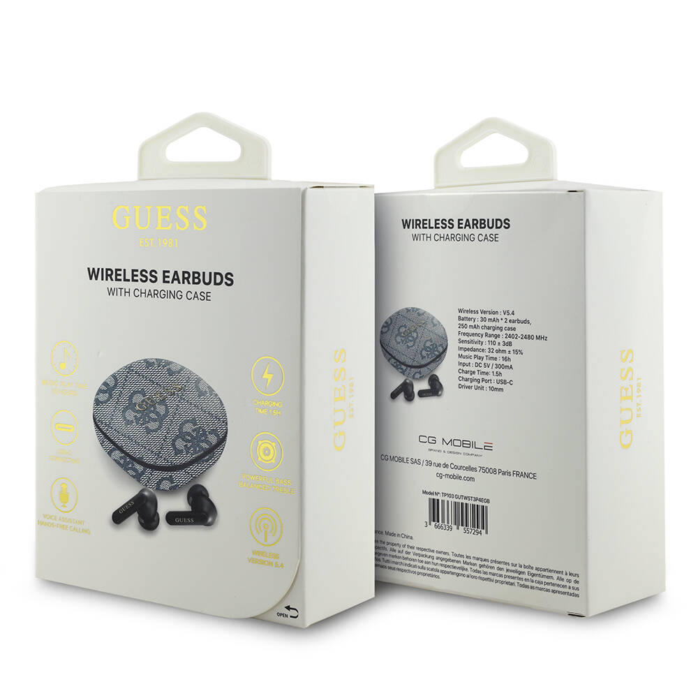 Guess Orjinal Lisanslı PU 4G Desenli Klasik Metal Yazı Logolu TWS Kulak İçi Bluetooth Kulaklık - 10
