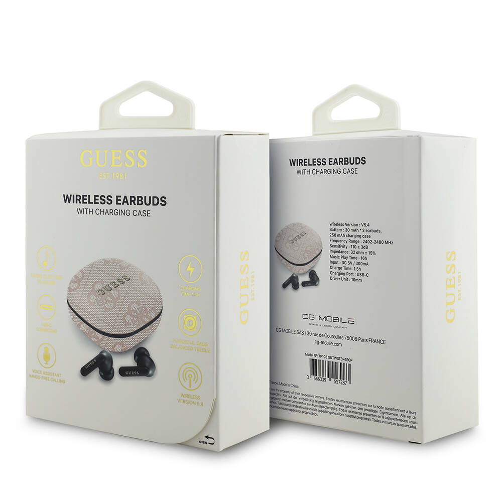 Guess Orjinal Lisanslı PU 4G Desenli Klasik Metal Yazı Logolu TWS Kulak İçi Bluetooth Kulaklık - 20