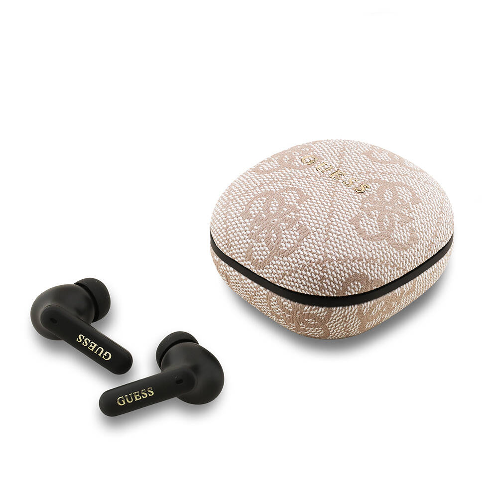 Guess Orjinal Lisanslı PU 4G Desenli Klasik Metal Yazı Logolu TWS Kulak İçi Bluetooth Kulaklık - 3