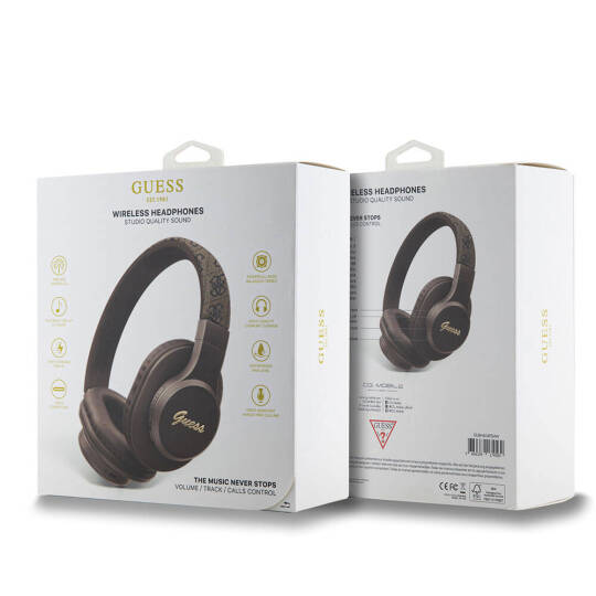 Guess Orjinal Lisanslı PU 4G Desenli Metal Yazı Logolu Tone On Tone Kulak Üstü Bluetooth Kulaklık - 12