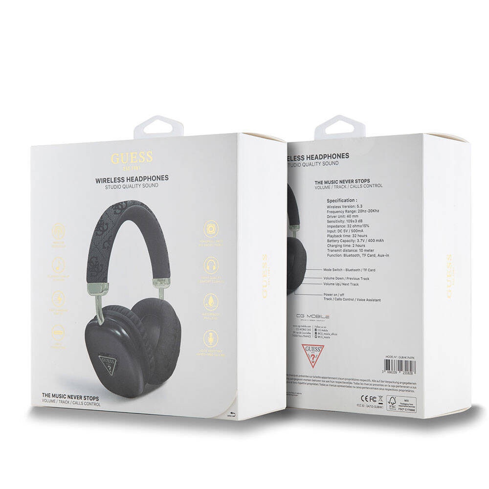 Guess Orjinal Lisanslı PU 4G Desenli Üçgen Logolu Kulak Üstü Bluetooth Kulaklık - 7