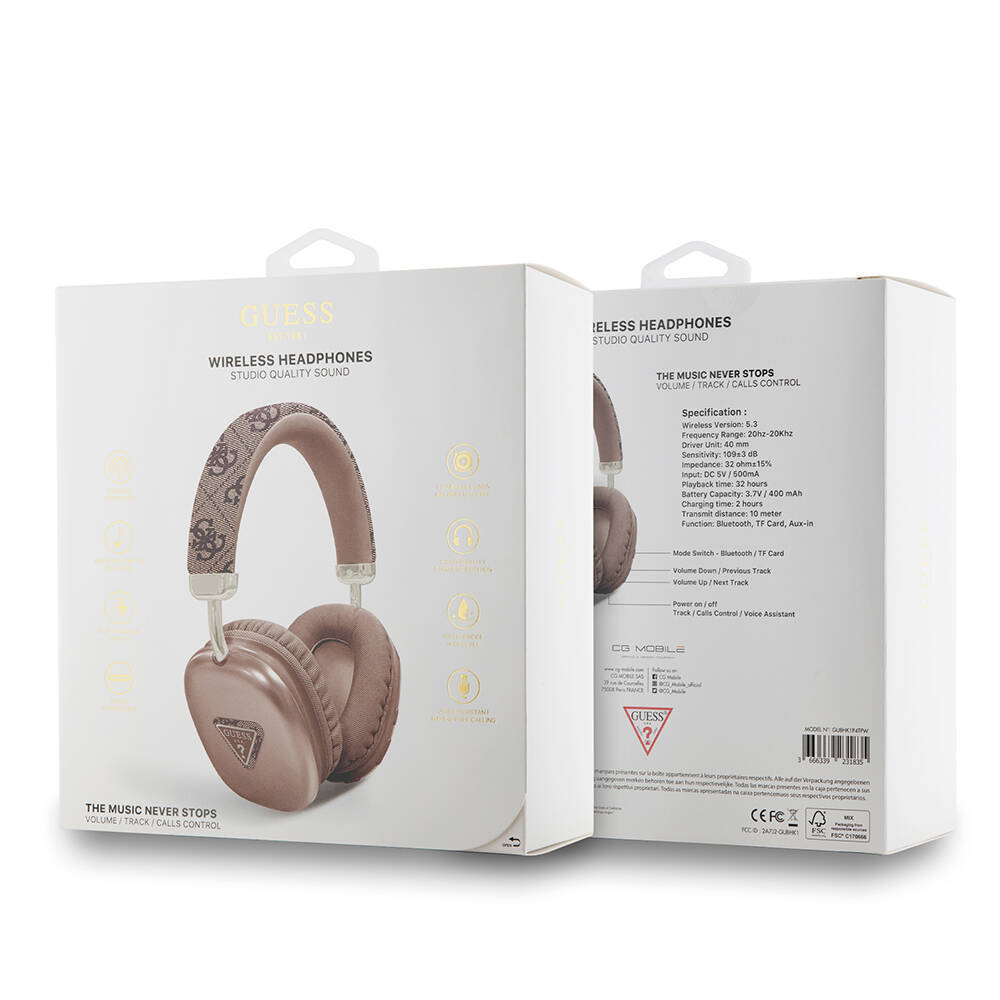 Guess Orjinal Lisanslı PU 4G Desenli Üçgen Logolu Kulak Üstü Bluetooth Kulaklık - 10