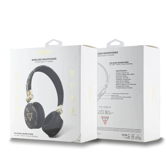 Guess Orjinal Lisanslı PU Desenli Metal Üçgen Logolu Kulak Üstü Bluetooth Kulaklık - 5