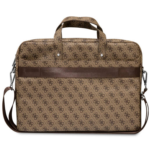 Guess Orjinal Lisanslı Sıcak Damgalı 4G Desenli Üçgen Logolu Omuz Askılı 15-16 inç Laptop Çantası - 8