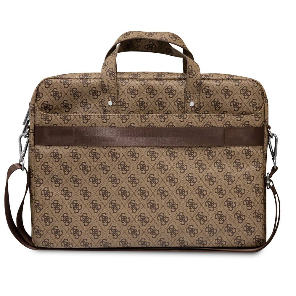 Guess Orjinal Lisanslı Sıcak Damgalı 4G Desenli Üçgen Logolu Omuz Askılı 15-16 inç Laptop Çantası - 8