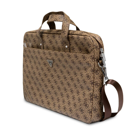 Guess Orjinal Lisanslı Sıcak Damgalı 4G Desenli Üçgen Logolu Omuz Askılı 15-16 inç Laptop Çantası - 9