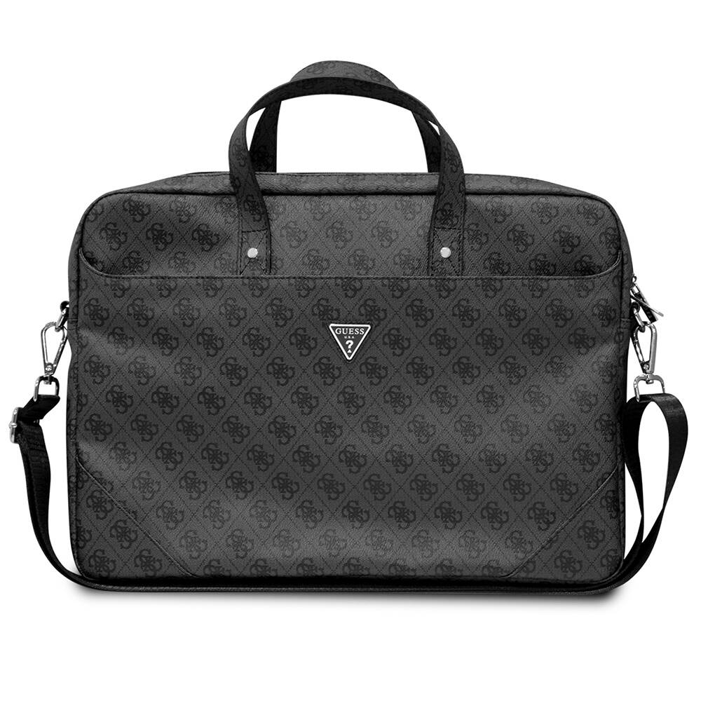 Guess Orjinal Lisanslı Sıcak Damgalı 4G Desenli Üçgen Logolu Omuz Askılı 15-16 inç Laptop Çantası - 4