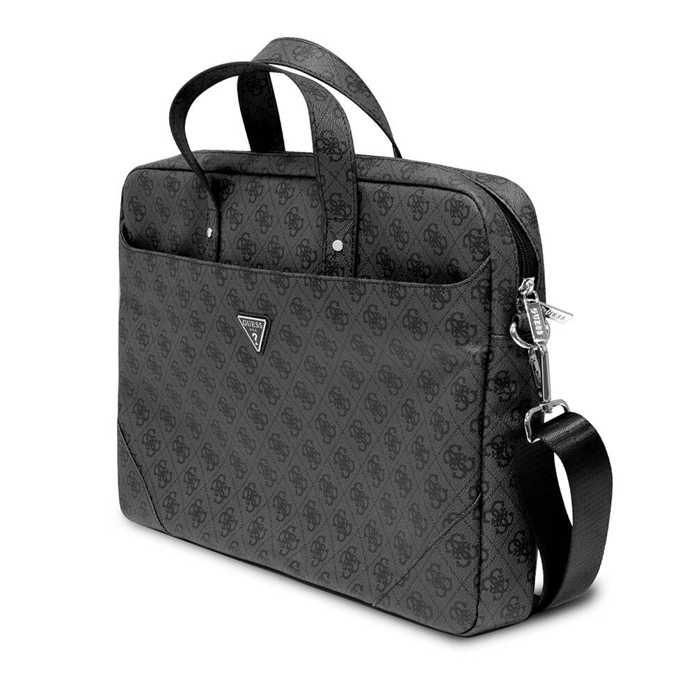 Guess Orjinal Lisanslı Sıcak Damgalı 4G Desenli Üçgen Logolu Omuz Askılı 15-16 inç Laptop Çantası - 5