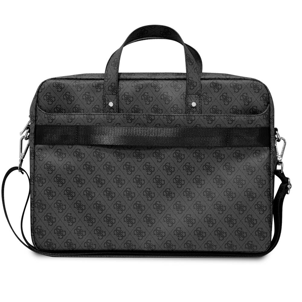 Guess Orjinal Lisanslı Sıcak Damgalı 4G Desenli Üçgen Logolu Omuz Askılı 15-16 inç Laptop Çantası - 6