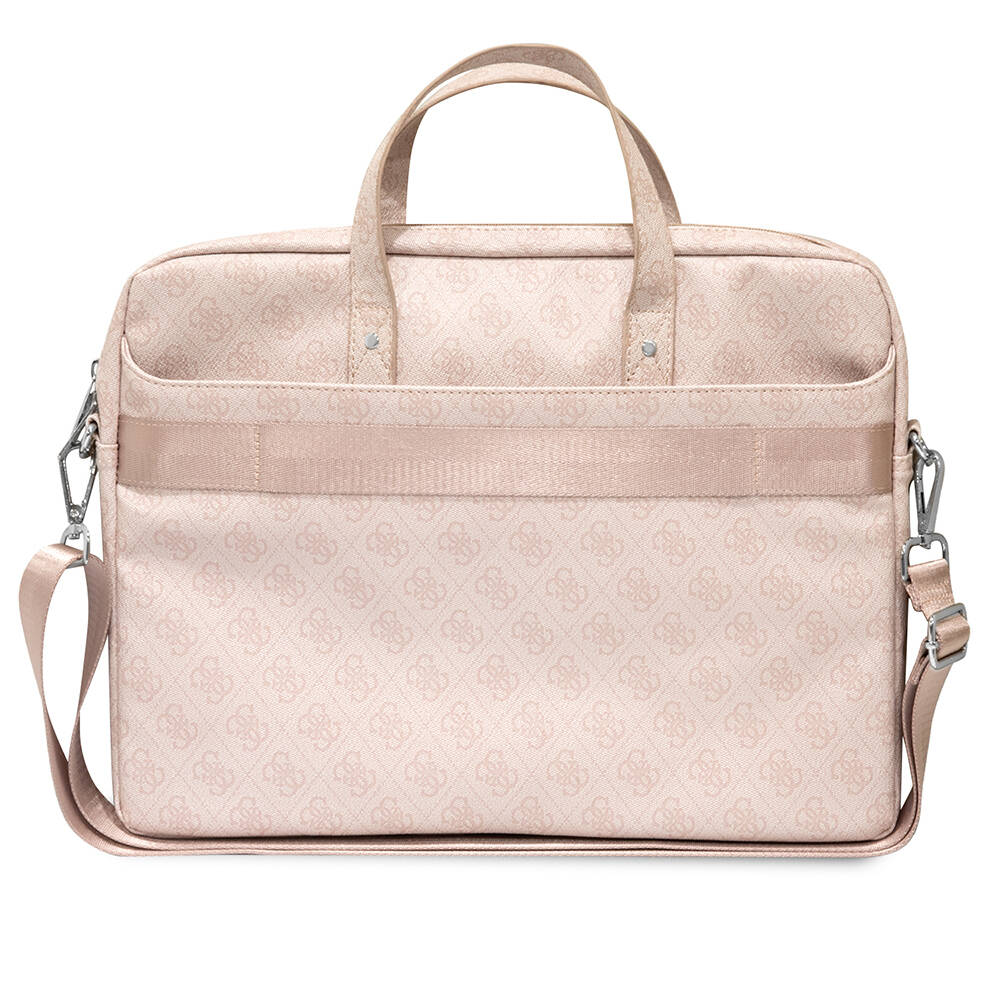 Guess Orjinal Lisanslı Sıcak Damgalı 4G Desenli Üçgen Logolu Omuz Askılı 15-16 inç Laptop Çantası - 3