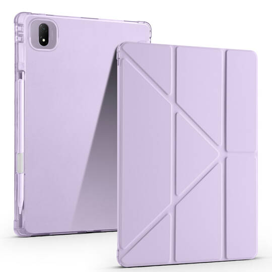 Honor MagicPad 2 Kılıf Zore Tri Folding Kalem Bölmeli Standlı Kılıf Lila
